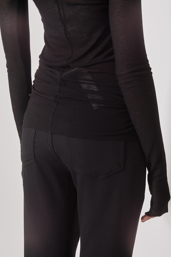 T-Shirt Rib LS T - Black