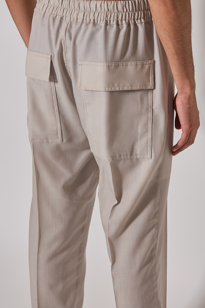 Pants Drawstring Slim Long - Pearl