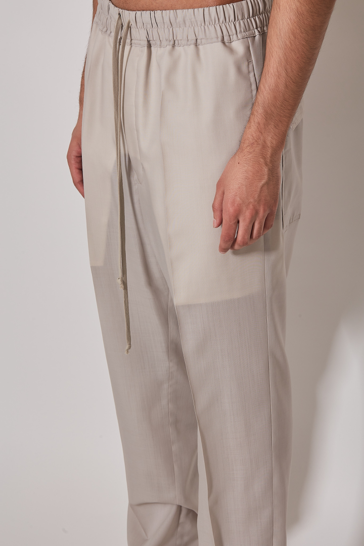 Pants Drawstring Slim Long - Pearl