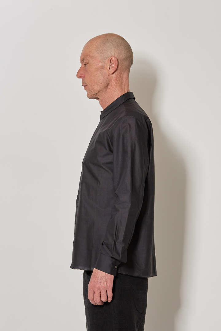 Hidden Buttonholes Shirt (Narrow Neck) - Black