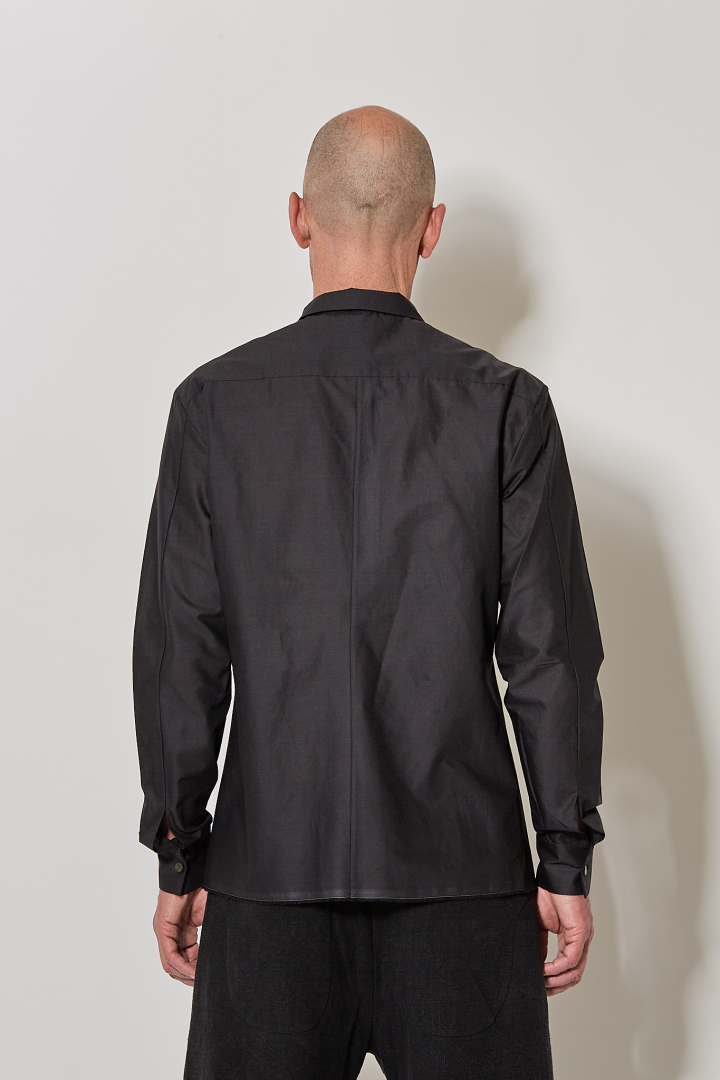 Hidden Buttonholes Shirt (Narrow Neck) - Black