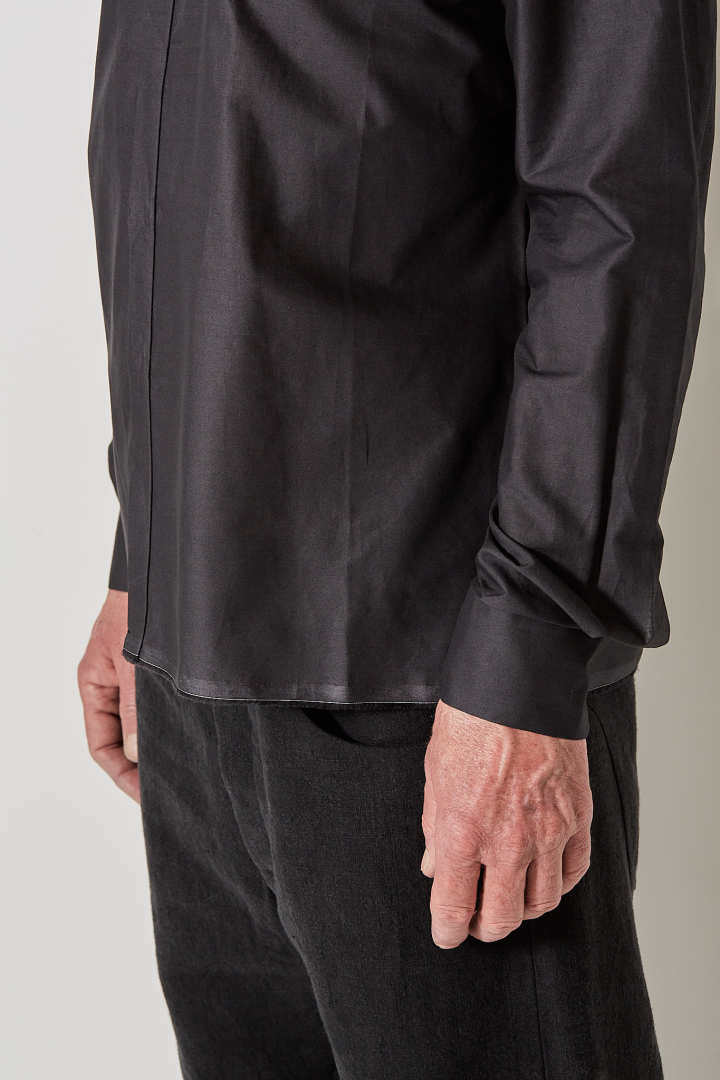 Hidden Buttonholes Shirt (Narrow Neck) - Black
