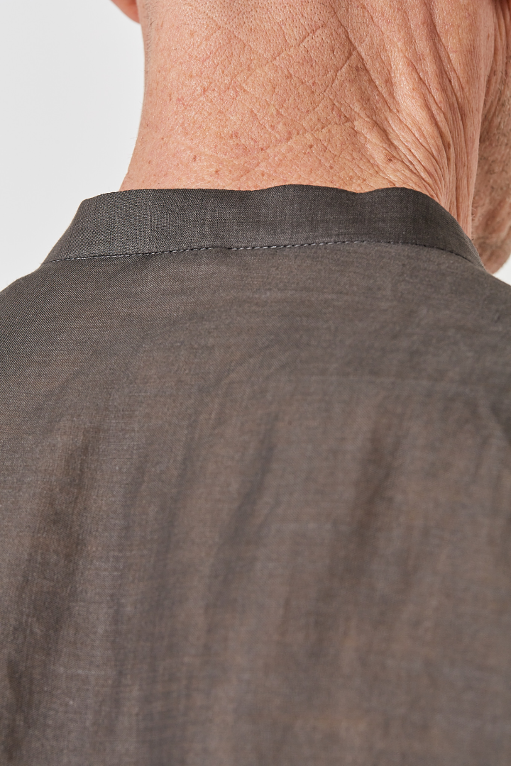 Over Shirt (Mandarin Collar) - Grey Brown