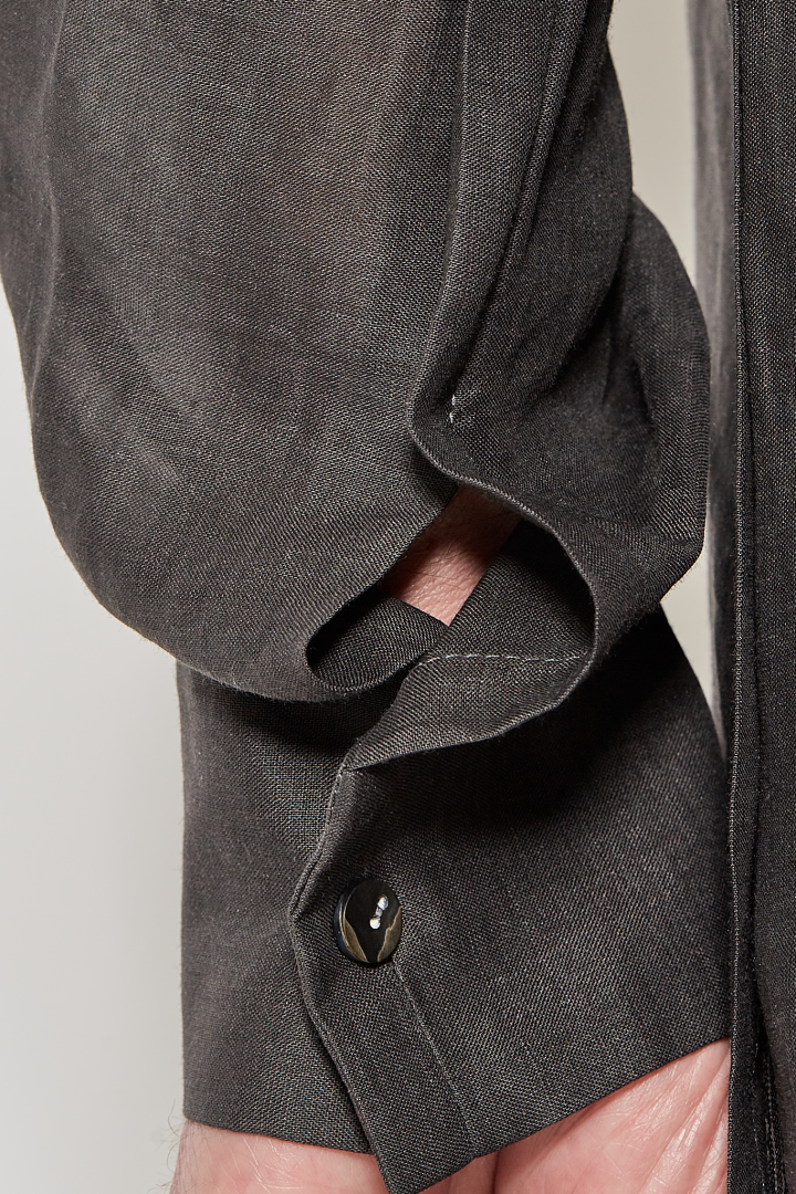 Over Shirt (Mandarin Collar) - Grey Brown