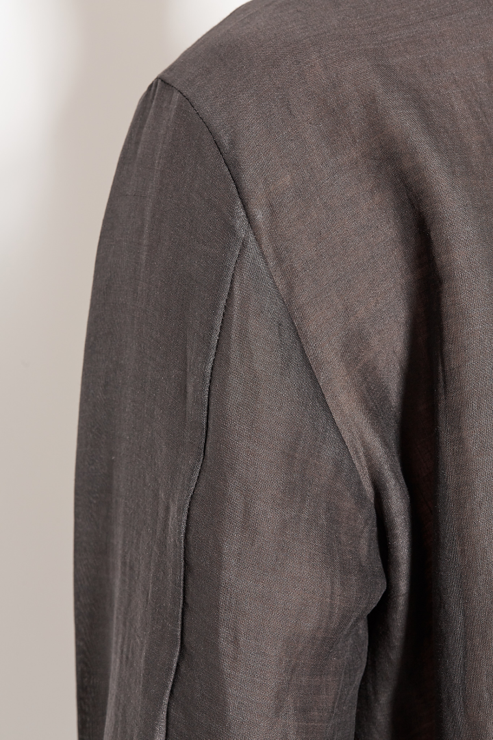 Over Shirt (Mandarin Collar) - Grey Brown