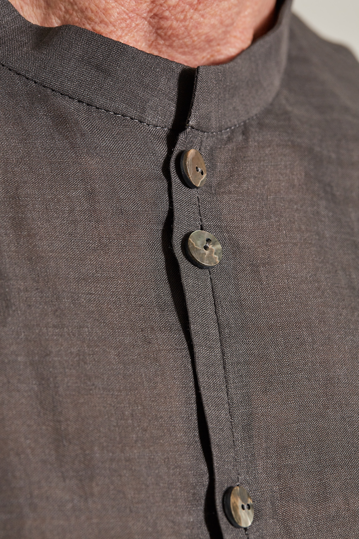 Over Shirt (Mandarin Collar) - Grey Brown