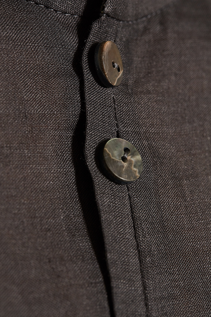 Over Shirt (Mandarin Collar) - Grey Brown