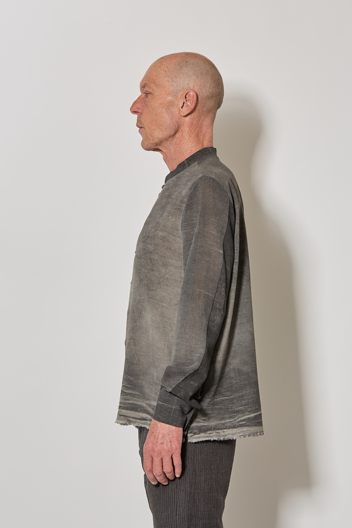 Over Shirt (Mandarin Collar) - Faded Grey