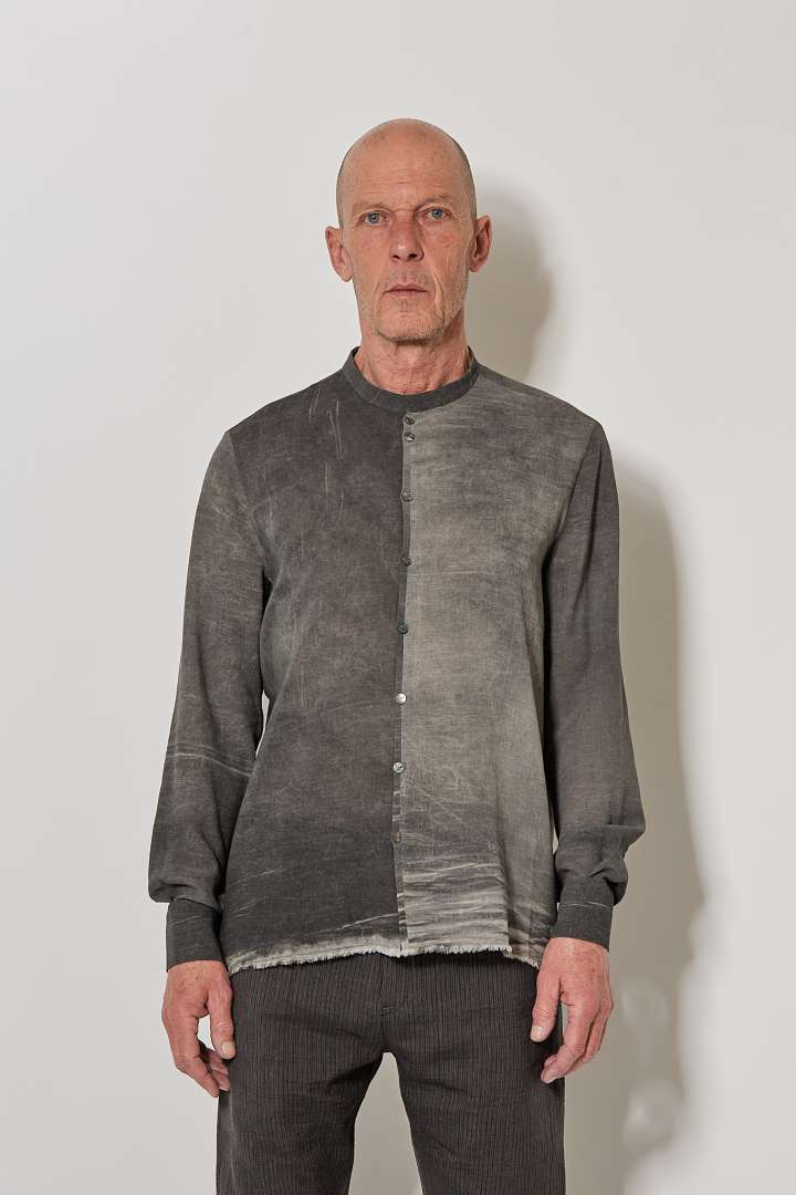 Over Shirt (Mandarin Collar) - Faded Grey