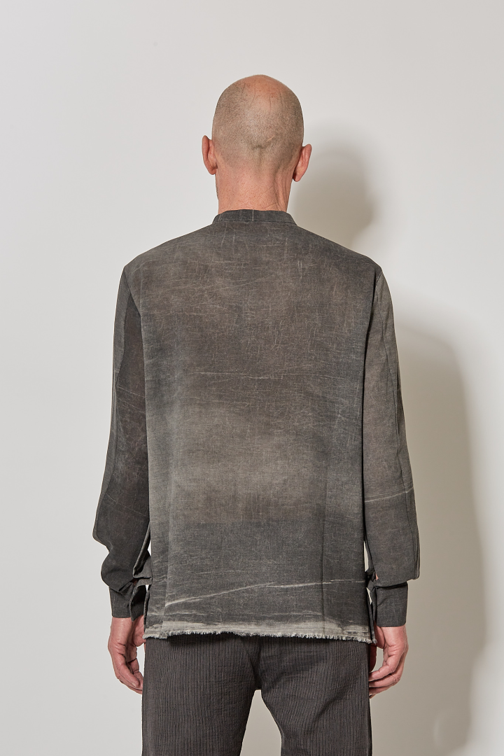 Over Shirt (Mandarin Collar) - Faded Grey