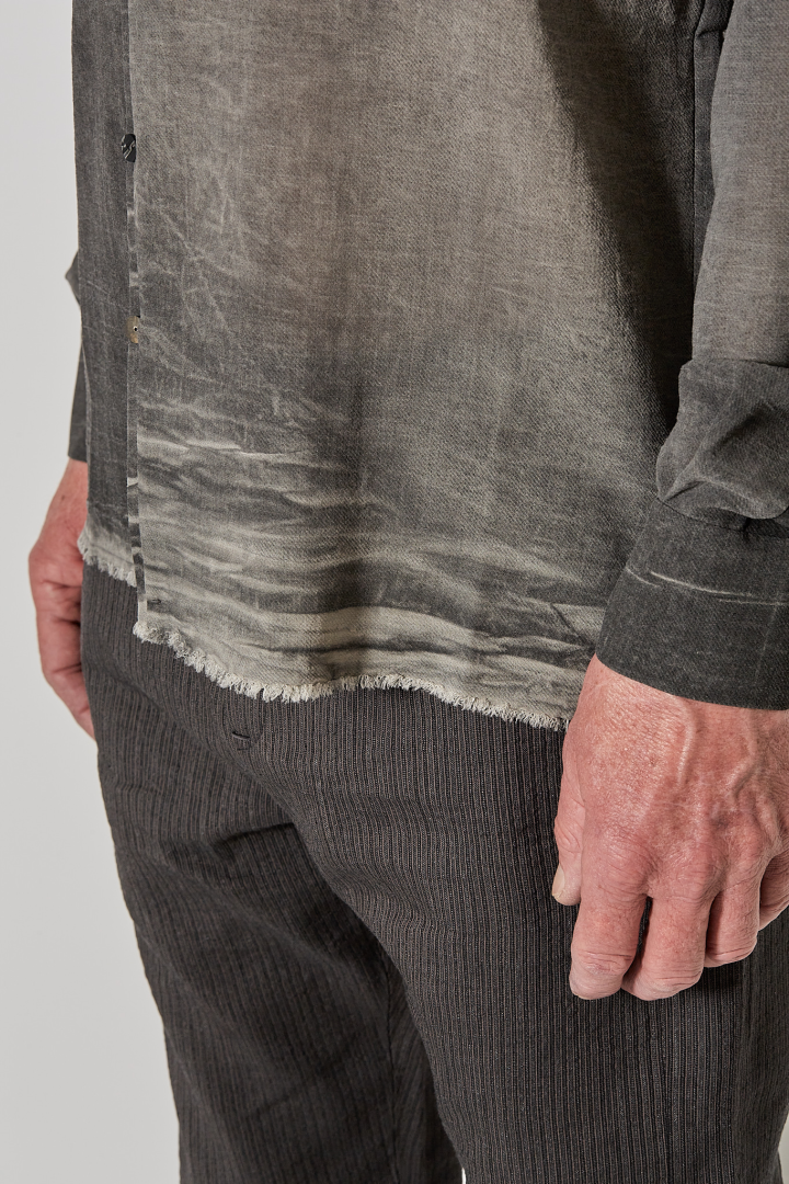 Over Shirt (Mandarin Collar) - Faded Grey
