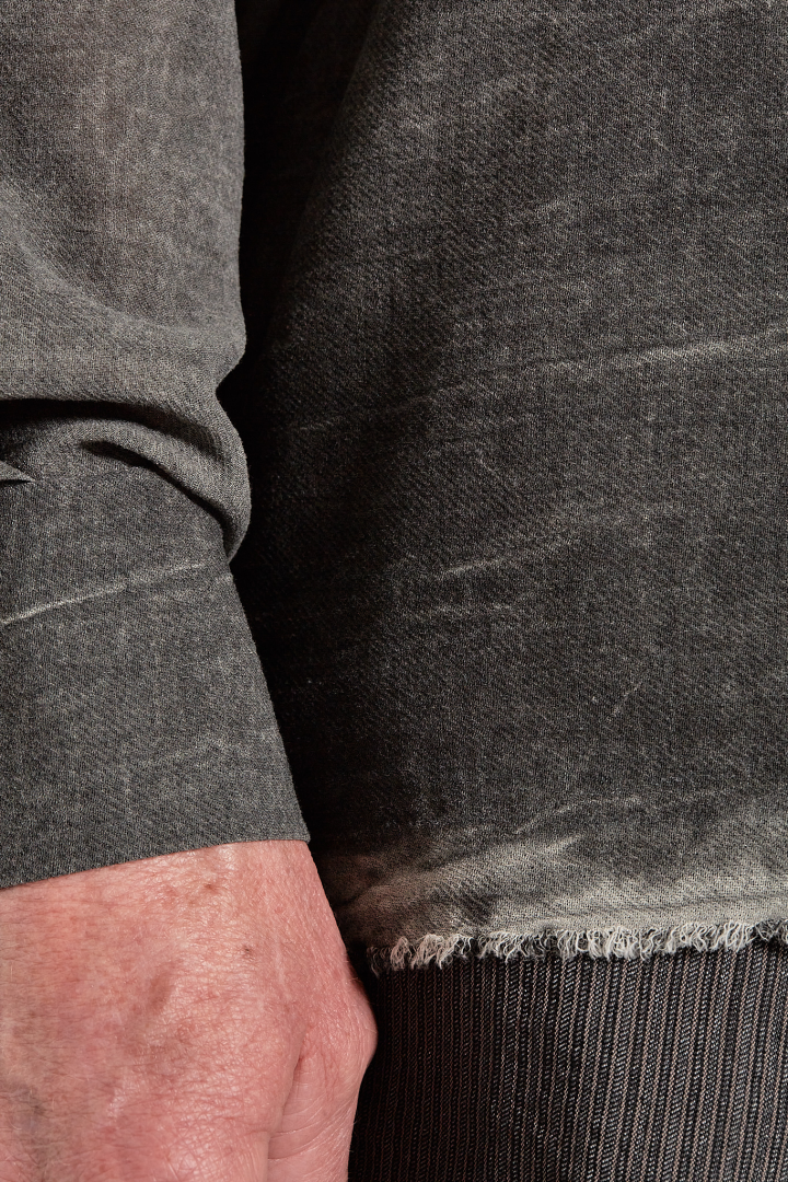 Over Shirt (Mandarin Collar) - Faded Grey