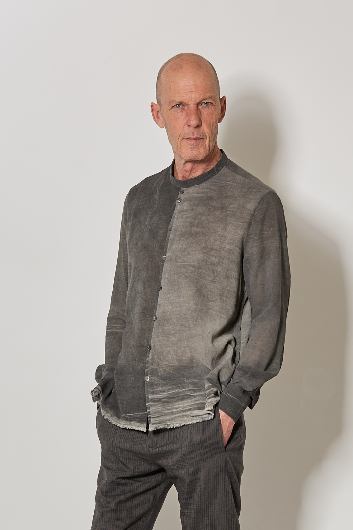 Over Shirt (Mandarin Collar) - Faded Grey