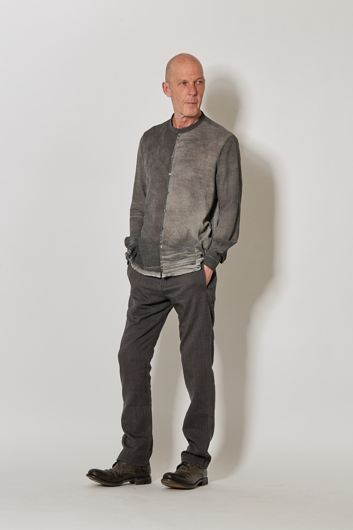Over Shirt (Mandarin Collar) - Faded Grey