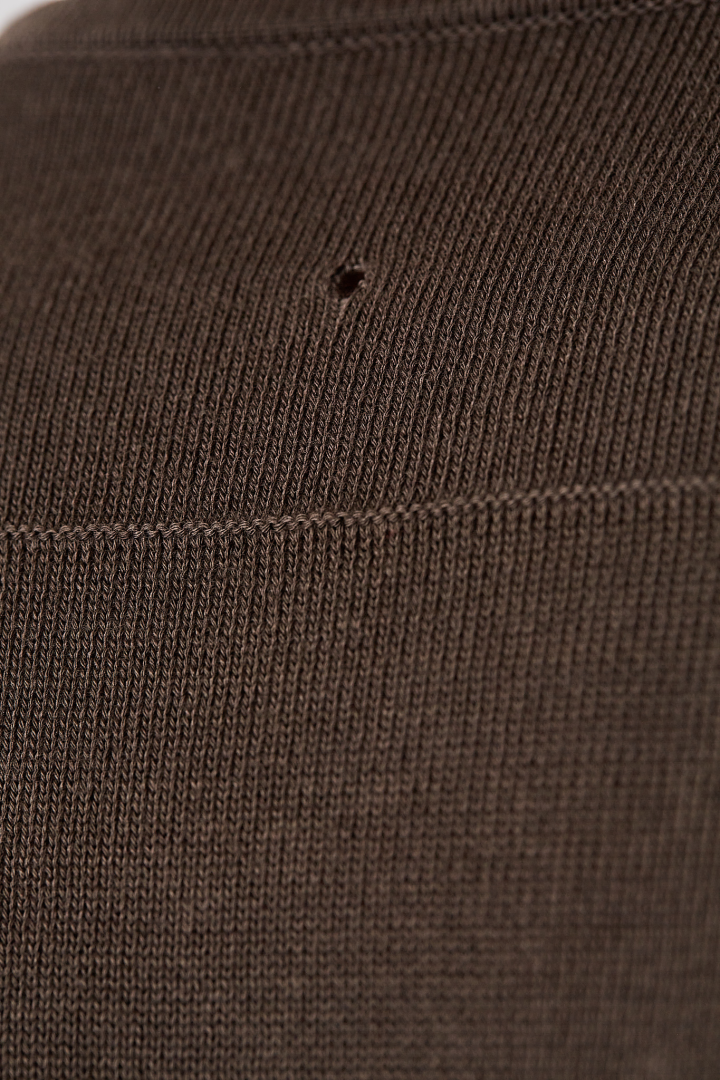 Seamless Shoulder Grandad Neck Sweater - Grey Brown