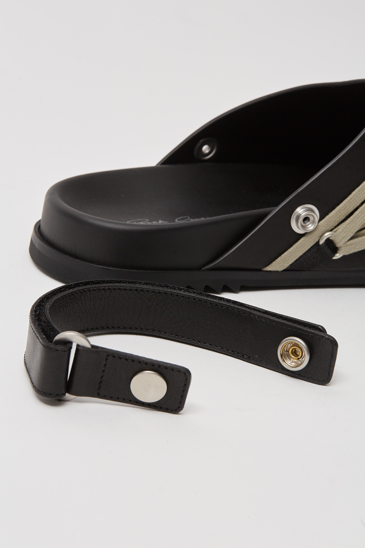 Leather Sandals Megalace Mule Granola - Black