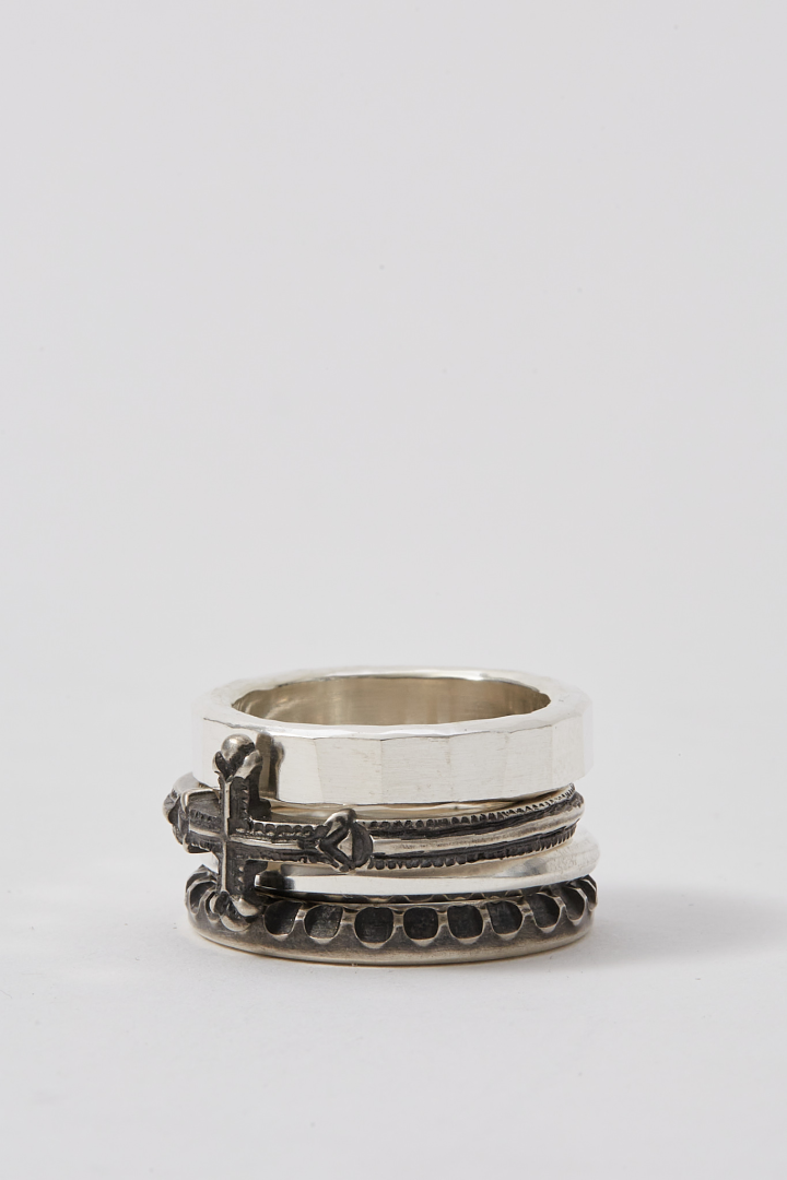 4 Ring Combi Cross - Silver
