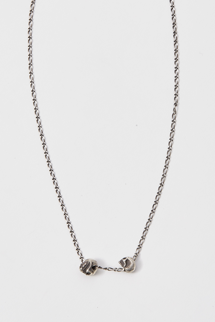Necklace Two Skulls - Silver