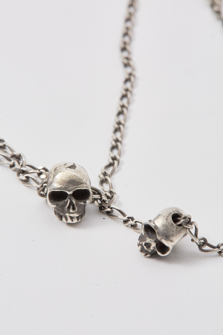 Necklace Two Skulls - Silver