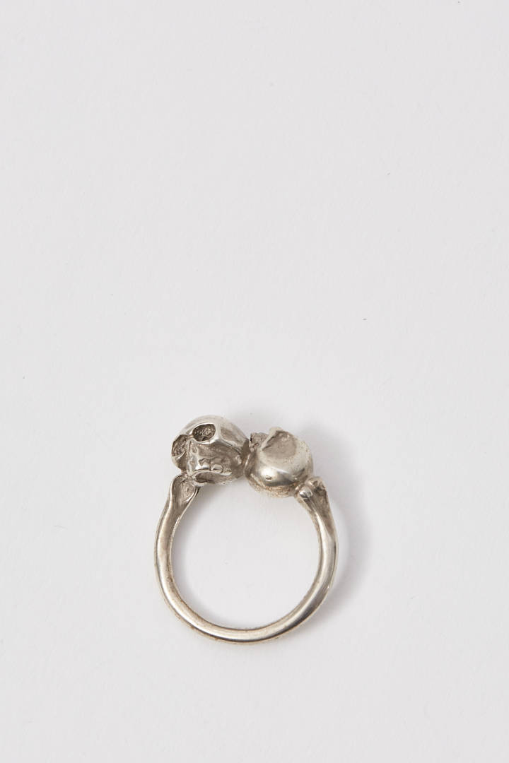 Ring Two Skulls - Silver