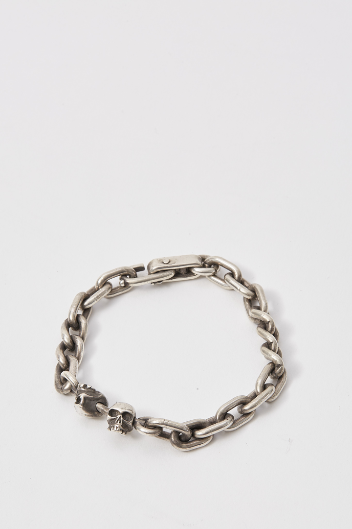 Bracelet Two Skulls - Silver