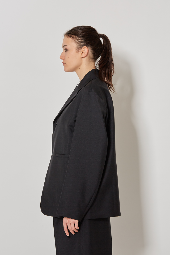 Long Sleeve Button Down Blazer - Onyx