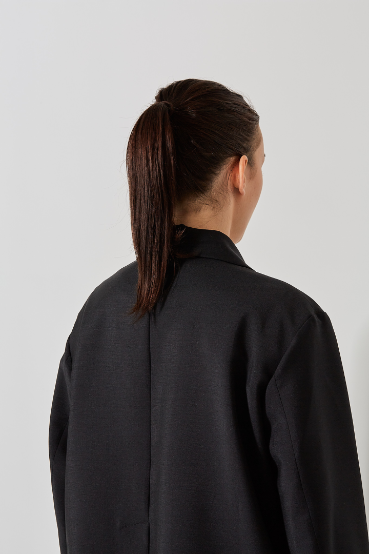Long Sleeve Button Down Blazer - Onyx
