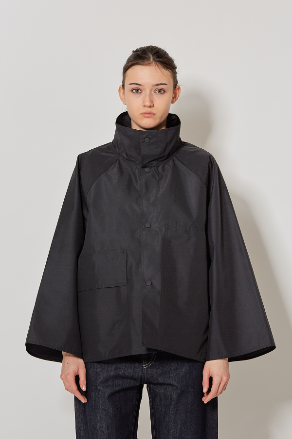 Stand Collar Short Jacket W Patch Pockets - Galaxy