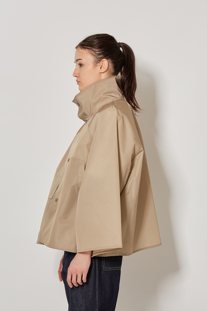 Stand Collar Short Jacket W Patch Pockets - Moonstone