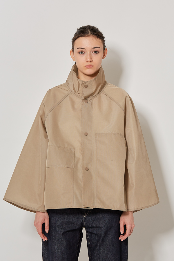 Stand Collar Short Jacket W Patch Pockets - Moonstone