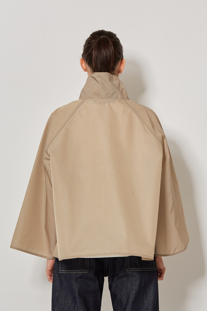 Stand Collar Short Jacket W Patch Pockets - Moonstone