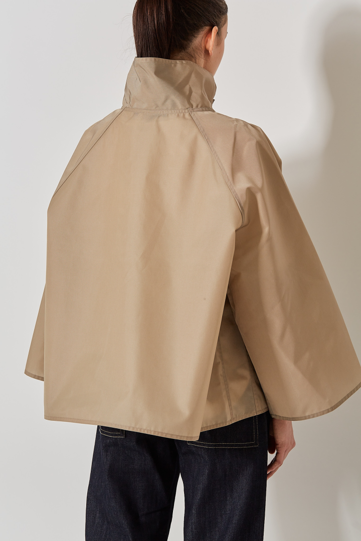 Stand Collar Short Jacket W Patch Pockets - Moonstone