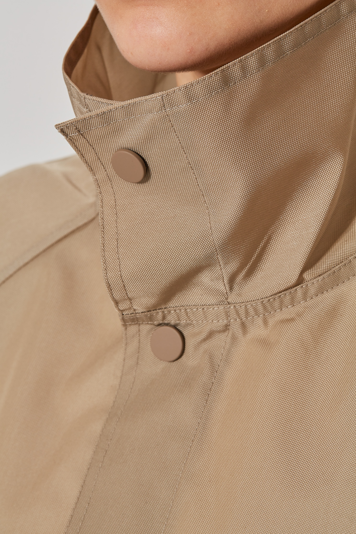 Stand Collar Short Jacket W Patch Pockets - Moonstone