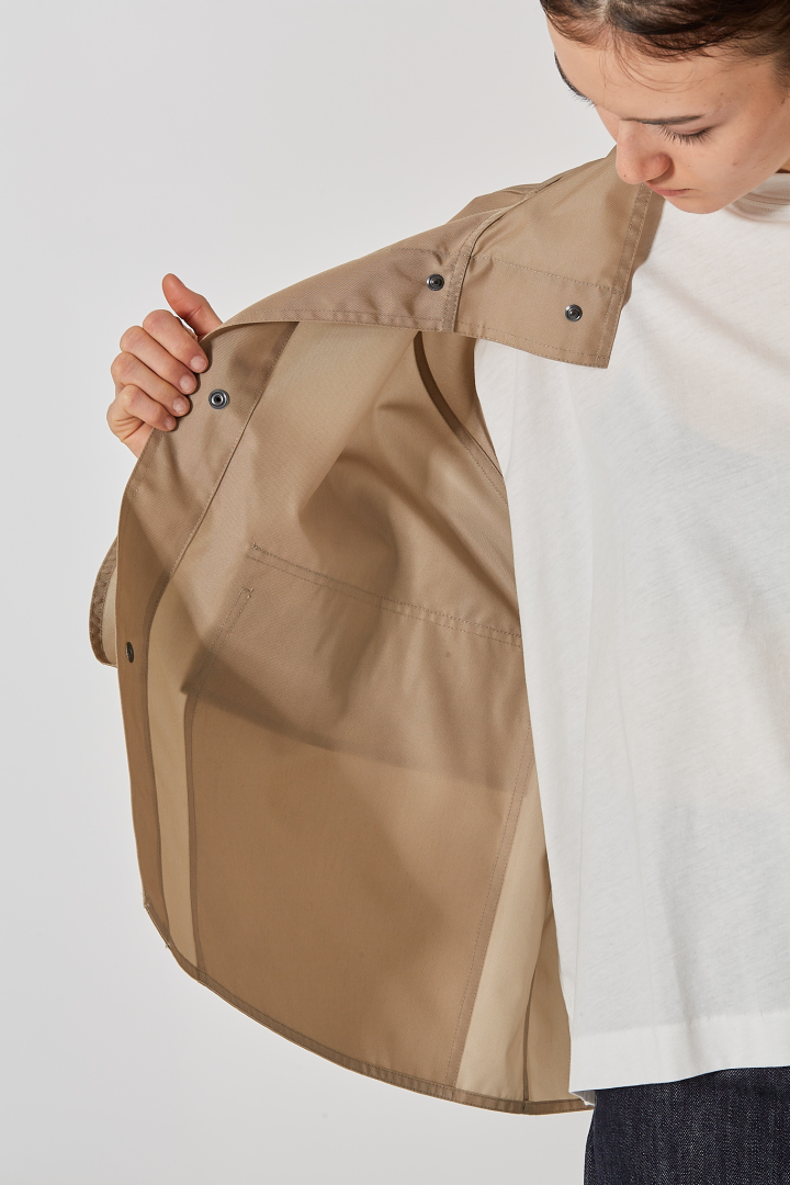 Stand Collar Short Jacket W Patch Pockets - Moonstone