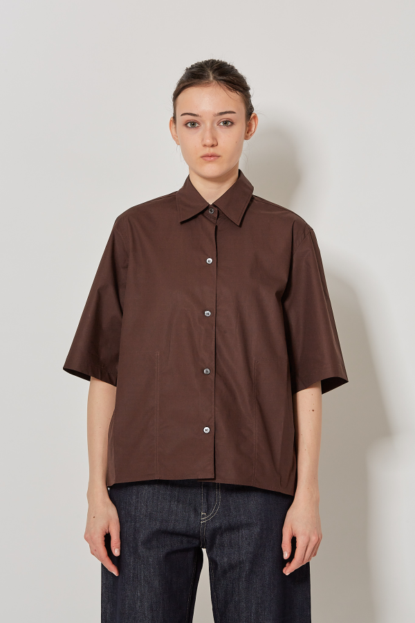 Short Sleeve Shirt With Pockets - Cacao