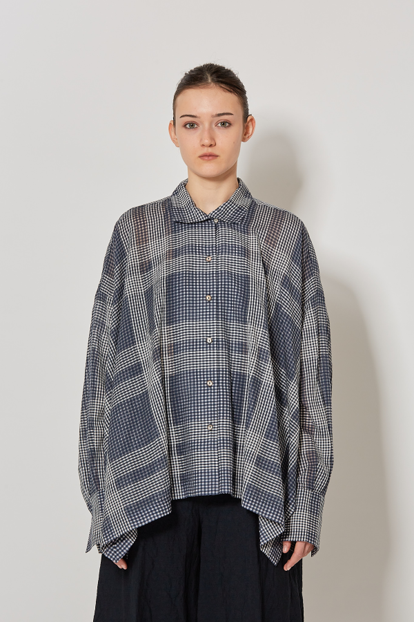 Tent Blouse - Blue Tartan