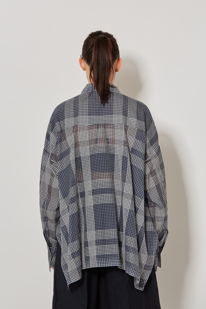 Tent Blouse - Blue Tartan