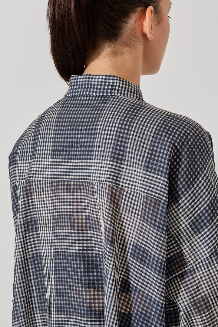 Tent Blouse - Blue Tartan
