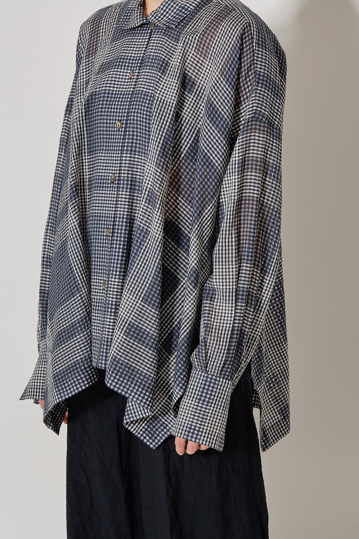 Tent Blouse - Blue Tartan