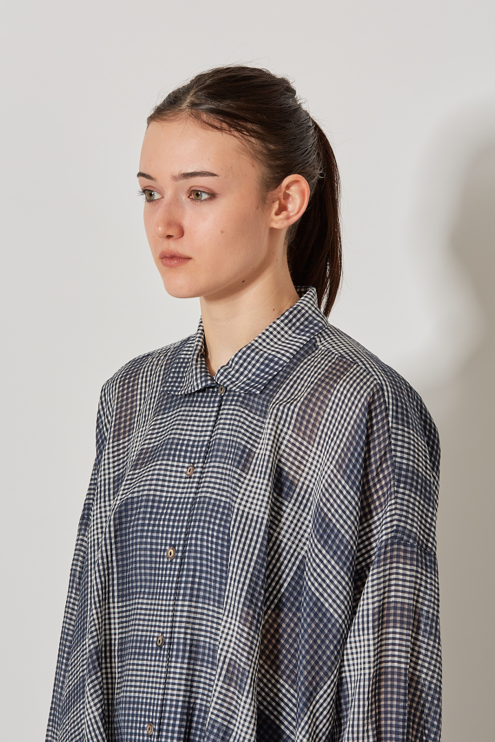 Tent Blouse - Blue Tartan