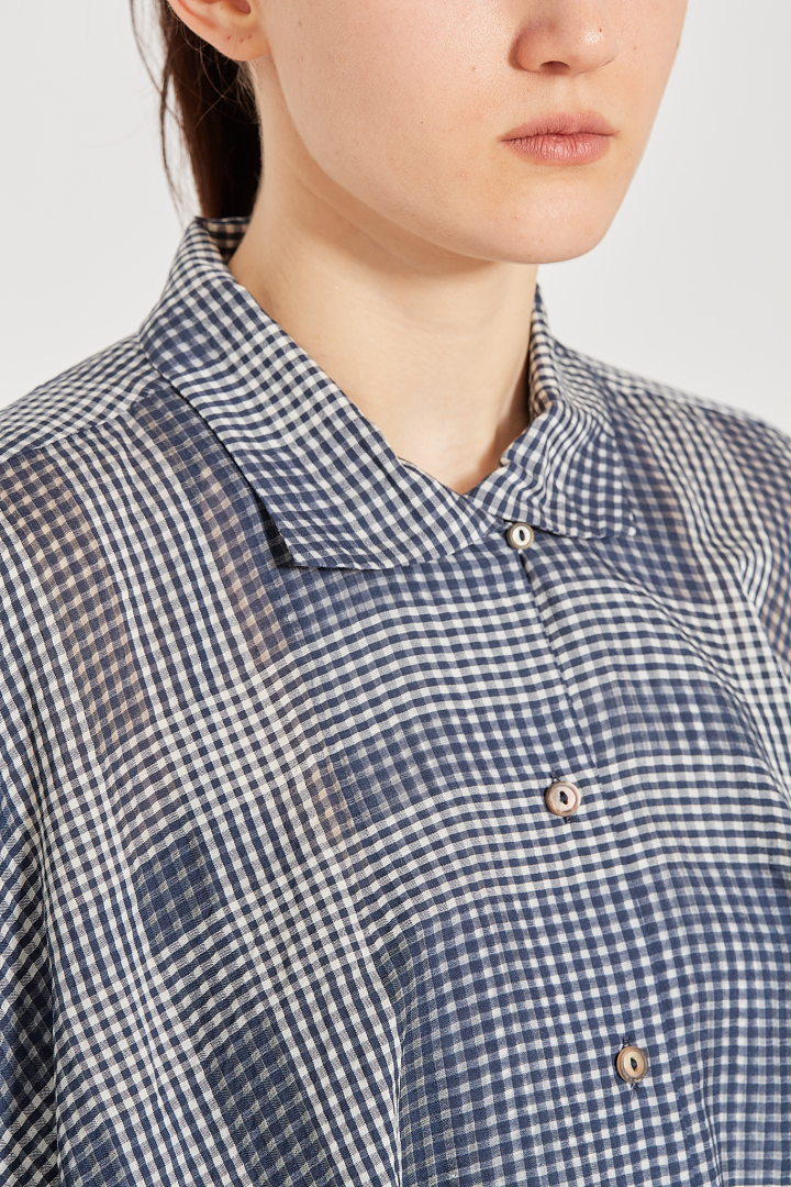 Tent Blouse - Blue Tartan