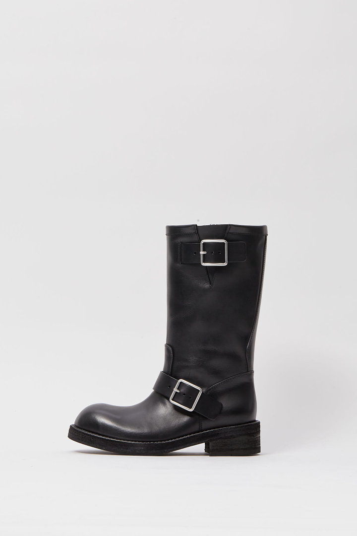 Sarith Engineer Biker Boots With Buckles - Black