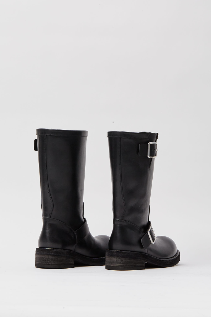 Sarith Engineer Biker Boots With Buckles - Black