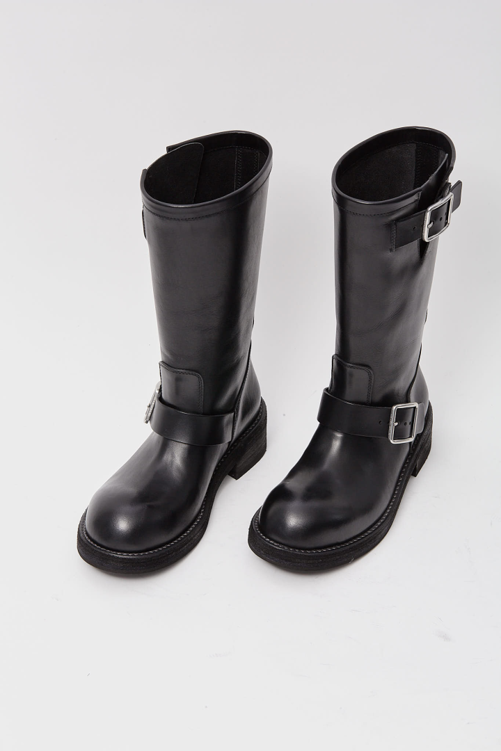 Sarith Engineer Biker Boots With Buckles - Black