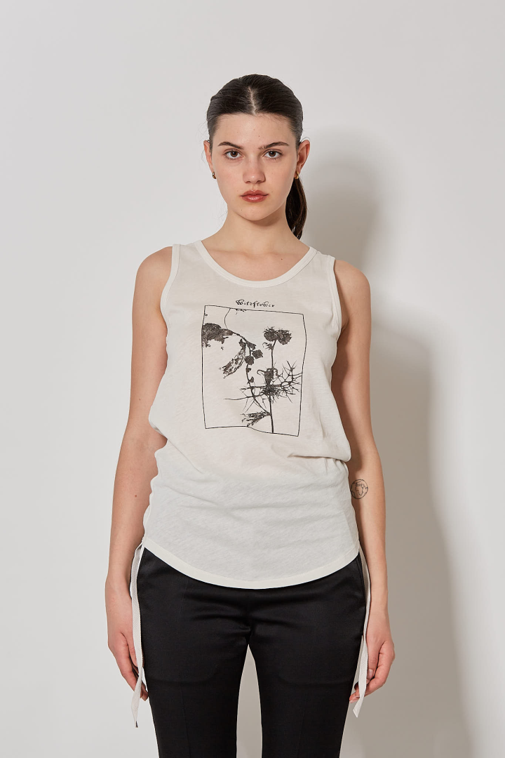 Mexi Wrinkled Cropped Tank Top - Ivory