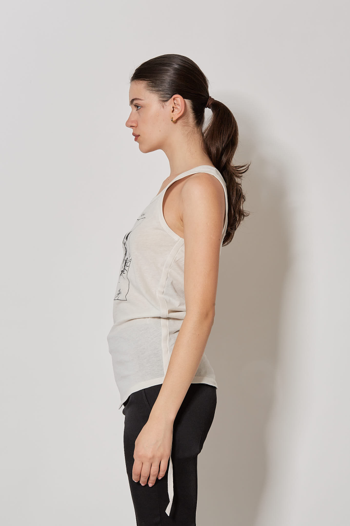Mexi Wrinkled Cropped Tank Top - Ivory