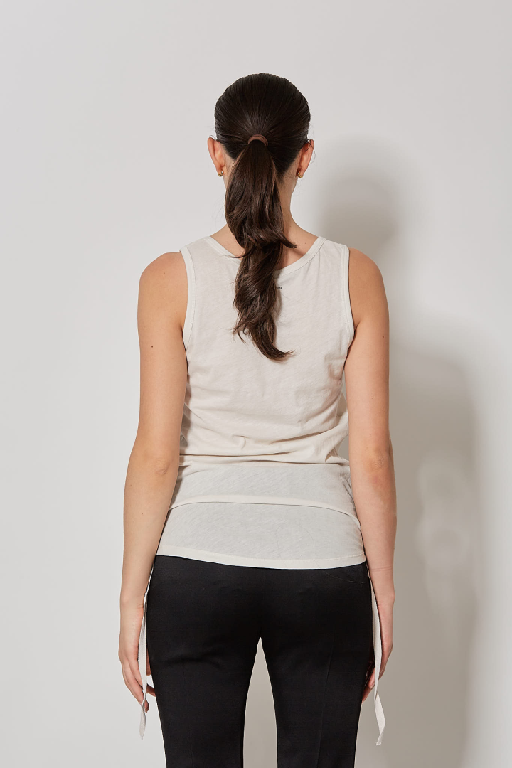 Mexi Wrinkled Cropped Tank Top - Ivory