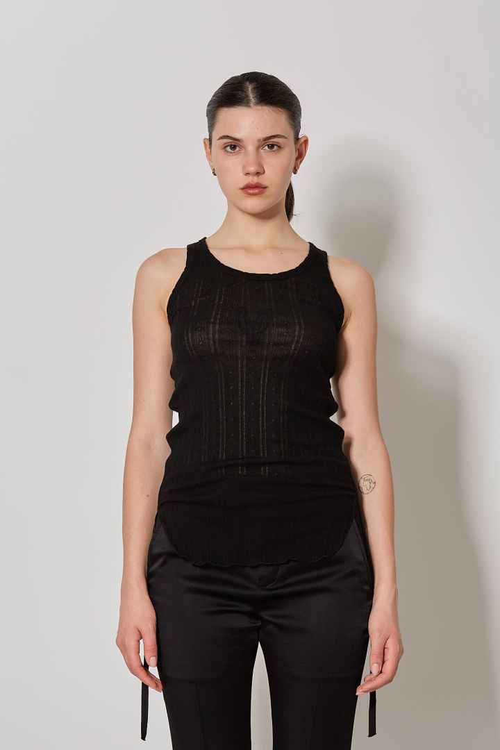 Mara Wrinkled Cropped Tank Top - Black