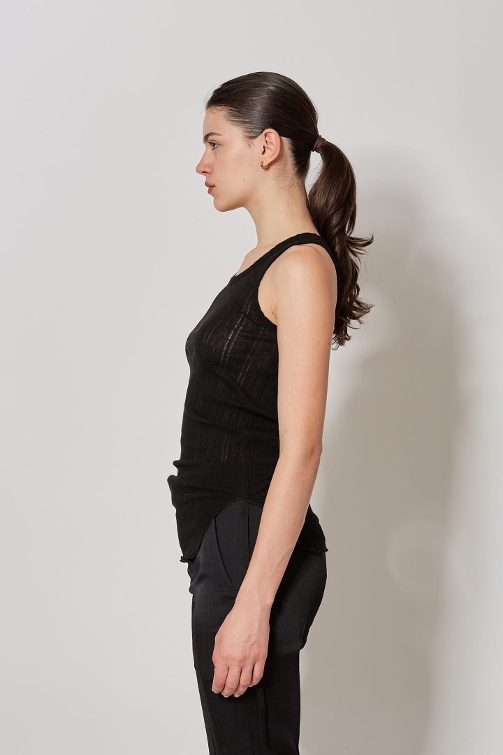 Mara Wrinkled Cropped Tank Top - Black