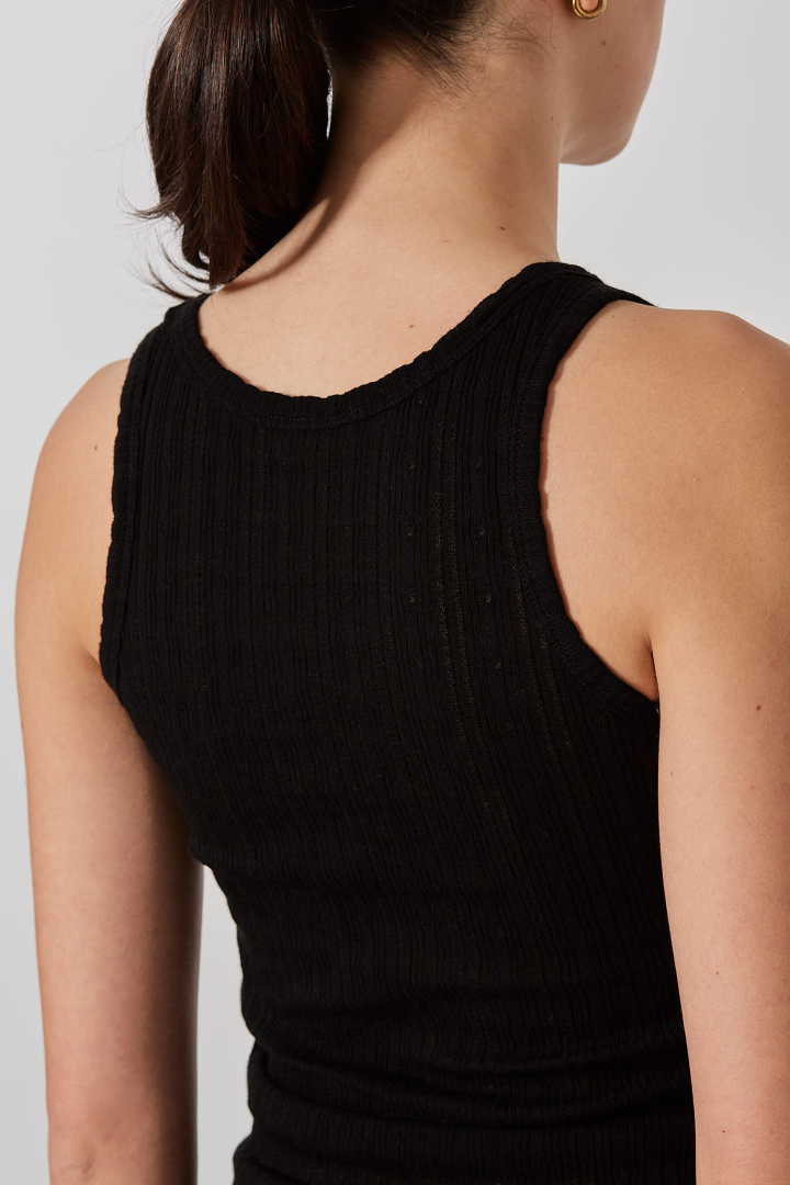 Mara Wrinkled Cropped Tank Top - Black